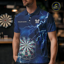 Load image into Gallery viewer, Custom Lightning Blue Darts Shirt With Pocket Option For Men, Darts Jersey TDM5551