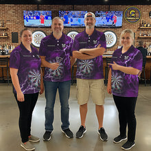 Load image into Gallery viewer, Custom Lightning Purple Darts Shirt With Pocket Option For Men, Darts Jersey TDM5552