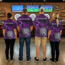 Load image into Gallery viewer, Custom Lightning Purple Darts Shirt With Pocket Option For Men, Darts Jersey TDM5552
