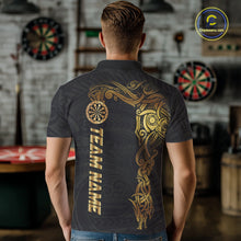Load image into Gallery viewer, Personalized Gold Black Tribal Darts Shirt For Men Custom Darts Jersey Team Polo &amp; Quarter Zip TDM5557