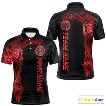 Load image into Gallery viewer, Personalized Black And Red Tribal Darts Shirt For Men Custom Darts Jersey Team Polo &amp; Quarter Zip TDM5558