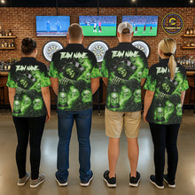 Load image into Gallery viewer, Green Grim Reaper Flame Darts Shirt For Men Custom Skull Darts League Jersey Team Polo &amp; 1/4 Zip TDM5561