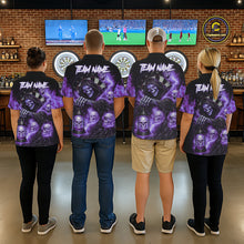 Load image into Gallery viewer, Purple Grim Reaper Flame Darts Shirt For Men Custom Skull Darts League Jersey Team Polo &amp; 1/4 Zip TDM5562