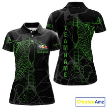 Load image into Gallery viewer, Black And Green Funny Skeleton Billiard Polo &amp; 1/4 Zip For Women Custom Billiard Pool Team Jersey TDM5797