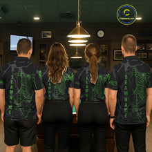 Load image into Gallery viewer, Black And Green Funny Skeleton Billiard Polo &amp; 1/4 Zip For Women Custom Billiard Pool Team Jersey TDM5797
