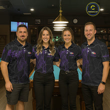 Load image into Gallery viewer, Black And Purple Funny Skeleton Billiard Polo &amp; 1/4 Zip For Men Custom Billiard Pool Team Jersey TDM5798