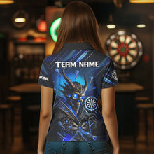 Load image into Gallery viewer, Personalized Blue Glowing Grim Reaper Dart Shirt Polo, Quarter Zip For Women Custom Skull Dart Jersey TDM3640