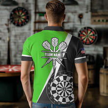 Load image into Gallery viewer, Black And Green Grunge Dartboard Men Darts Polo &amp; Quarter Zip For Men Custom Dart Jersey Uniform TDM3644