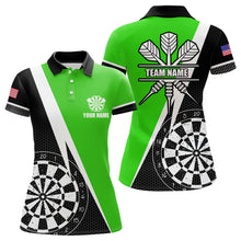 Load image into Gallery viewer, Black And Green Grunge Dartboard Women Darts Polo &amp; Quarter Zip For Women Custom Dart Jersey Uniform TDM3644