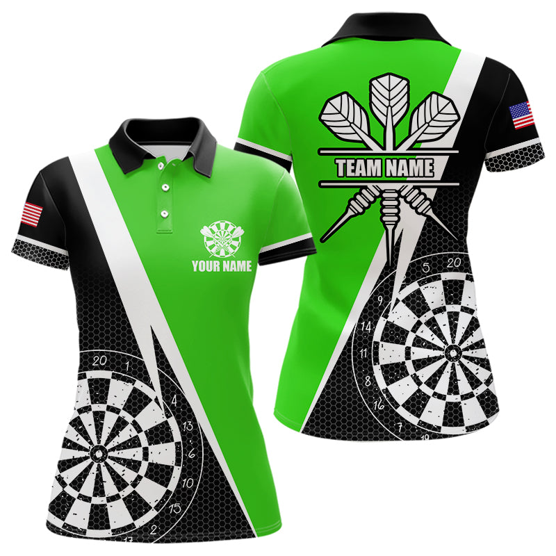 Black And Green Grunge Dartboard Women Darts Polo & Quarter Zip For Women Custom Dart Jersey Uniform TDM3644