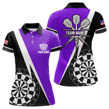 Load image into Gallery viewer, Black And Purple Grunge Dartboard Women Darts Polo &amp; Quarter Zip For Women Custom Dart Jersey Uniform TDM3645