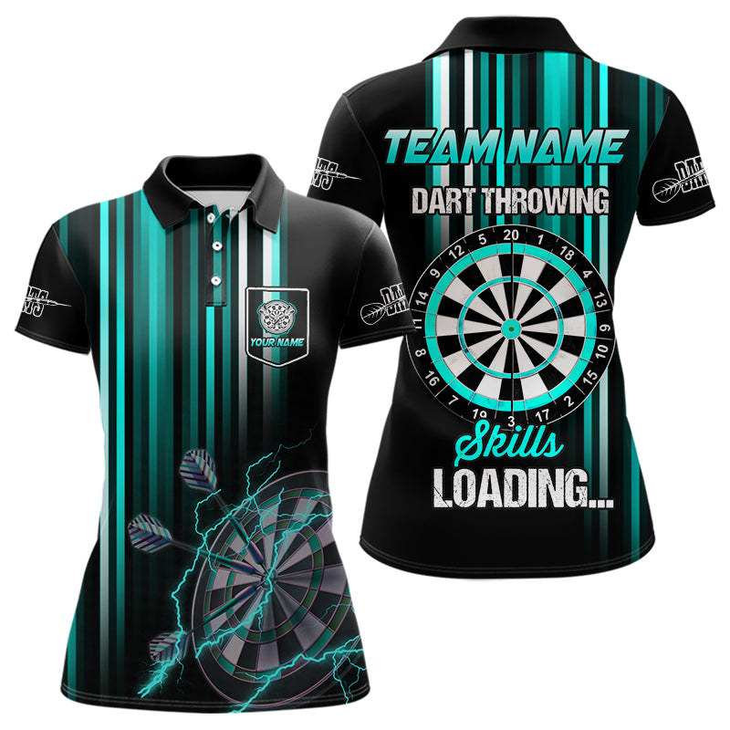 Turquoise Throwing Skills Loading Custom Dart Shirt For Women, Pocket Option TDM3789