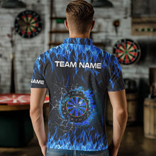 Load image into Gallery viewer, Blue Flaming Dart Shirt With Pocket Option For Men Custom Dart Team Jersey TDM3791