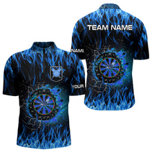 Load image into Gallery viewer, Blue Flaming Dart Shirt With Pocket Option For Men Custom Dart Team Jersey TDM3791