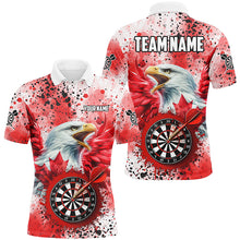 Load image into Gallery viewer, Red Grunge Dartboard Eagle Custom Canadian Flag Men Darts Shirts, Patriotic Canada Darts Jerseys TDM1897