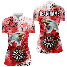 Load image into Gallery viewer, Red Grunge Dartboard Eagle Custom Canadian Flag Women Darts Shirts, Patriotic Canada Darts Jerseys TDM1897