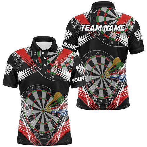 Personalized Darts Tournament Grunge Style Darts Shirts For Men Custom Darts Team Jerseys |Red TDM2106