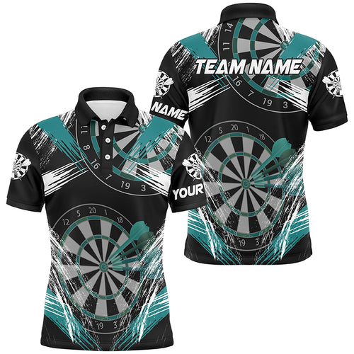 Personalized Darts Tournament Grunge Style Darts Shirts For Men Custom Darts Team Jersey |Turquoise TDM2107