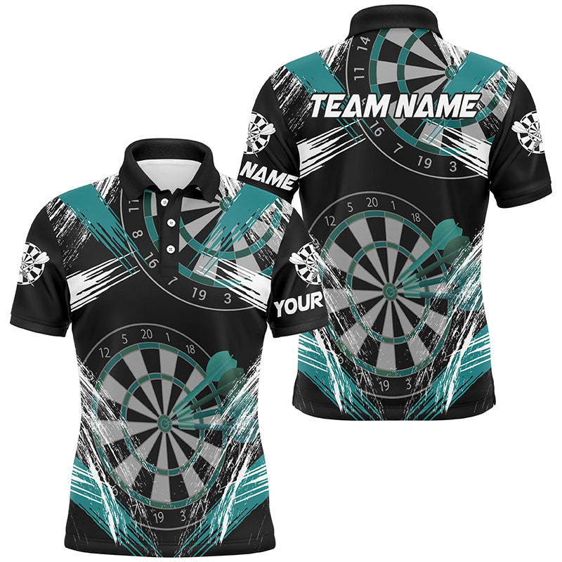 Personalized Darts Tournament Grunge Style Darts Shirts For Men Custom Darts Team Jersey |Turquoise TDM2107