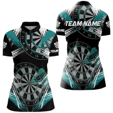 Load image into Gallery viewer, Personalized Darts Tournament Grunge Style Darts Shirts For Women Custom Darts Team Jersey |Turquoise TDM2107