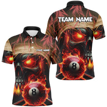 Load image into Gallery viewer, Skull Burning 8 Ball Pool Fire Custom 3D Printed Billiard Shirts For Men, Flame Billiard Jerseys TDM2339