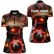 Load image into Gallery viewer, Skull Burning 8 Ball Pool Fire Custom 3D Printed Billiard Shirts For Women, Flame Billiard Jerseys TDM2339