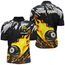 Load image into Gallery viewer, Yellow 8 Ball Fire Flame Grunge Pattern Custom Billiard Shirts For Men, 8 Ball Pool Jerseys Outfit TDM2342