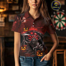 Load image into Gallery viewer, Funny Red Grim Reaper Halloween Darts Shirt For Women Custom Darts Jersey Team Polo &amp; Quarter Zip TDM4665