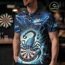 Load image into Gallery viewer, Blue Lightning Thunder Scorpion Darts Shirt For Men Custom Darts Jersey Team Polo &amp; 1/4 Zip TDM4870
