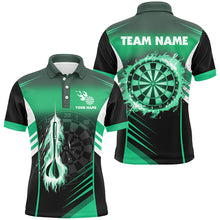 Load image into Gallery viewer, Personalized Darts Fire Arrow Men Dart Polo Shirts Custom Flame Dart Shirt Darts Jersey | Green TDM2591