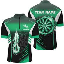Load image into Gallery viewer, Personalized Darts Fire Arrow Men Dart Polo Shirts Custom Flame Dart Shirt Darts Jersey | Green TDM2591