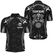 Load image into Gallery viewer, Black Grey Death Skeleton Skull Pattern Custom Darts Shirts For Men, Scary Darts Team Jerseys TDM2594