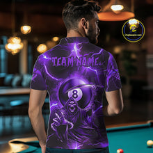 Load image into Gallery viewer, Purple Grim Reaper 8 Ball Men&#39;s Billiard Shirt Custom Thunder Lightning Halloween Pool Team Jersey TDM4874