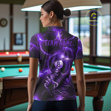 Load image into Gallery viewer, Purple Grim Reaper 8 Ball Women&#39;s Billiard Shirt Custom Thunder Lightning Halloween Pool Team Jersey TDM4874