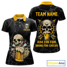 Load image into Gallery viewer, Funny Darts And Beer Aim For Fun Drink For Cheer Custom Skull Dart Shirt For Women, Dart Team Jersey TDM4878