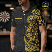 Load image into Gallery viewer, Personalized Yellow Tribal Darts Polo &amp; Quarter Zip Custom Dart Shirts For Men Dart Jerseys TDM5568