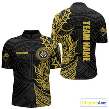 Load image into Gallery viewer, Personalized Yellow Tribal Darts Polo &amp; Quarter Zip Custom Dart Shirts For Men Dart Jerseys TDM5568