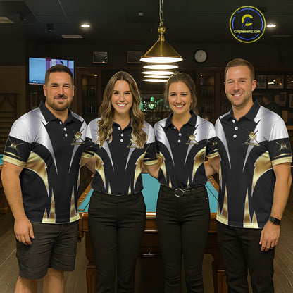 Personalized Crown 9 Ball Billiard Shirt For Men Custom Billiard Tournament Pool Team Jersey |Gold TDM5572