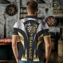 Load image into Gallery viewer, Personalized Crown Darts Shirt For Men Custom Darts Tournament Jersey Team Polo &amp; 1/4 Zip |Gold TDM5573