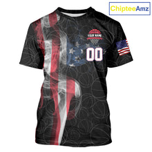 Load image into Gallery viewer, Personalized American Flag Smoke Basketball T Shirt Custom Patriotic Basketball Team Jersey TDM5801