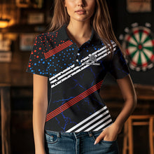 Load image into Gallery viewer, Personalized Blue And Red Darts Line And Dotted Design Dart Shirts For Women Lightning Dart Jerseys TDM3649