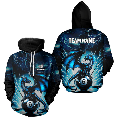 Personalized Blue Lightning Thunder Dragon 8 Ball Hoodie For Men Women Custom 3D Printed Billiard Hoodie TDM1327