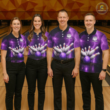 Load image into Gallery viewer, Custom Eagle Thunder Lightning Purple Bowling Shirt For Women, Bowling Team Jersey Polo &amp; 1/4 Zip TDM6188