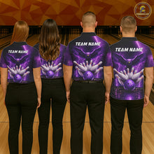 Load image into Gallery viewer, Custom Eagle Thunder Lightning Purple Bowling Shirt For Women, Bowling Team Jersey Polo &amp; 1/4 Zip TDM6188