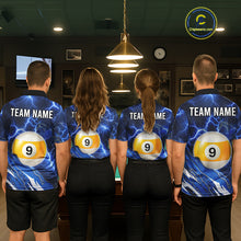 Load image into Gallery viewer, Blue Lightning Billiard Jersey For Men Custom 8 Ball 9 Ball Pool Billiard Shirt Team Polo, 1/4 Zip TDM6413