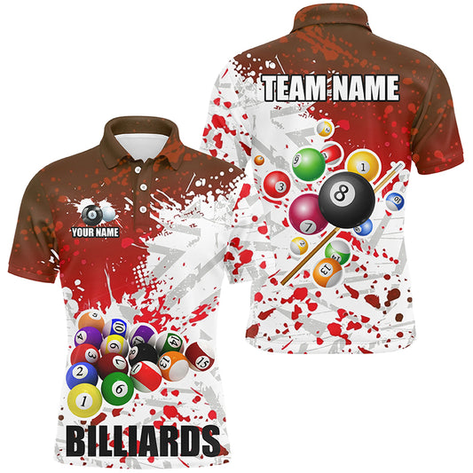 Personalized Red Billiard Balls Paint Splash Men Billiard Shirts, 3D Billiard Jerseys Attire TDM1692