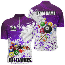 Load image into Gallery viewer, Personalized Purple Billiard Balls Paint Splash Men Billiard Shirts, 3D Billiard Jerseys Attire TDM1693