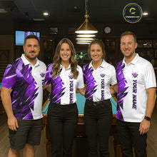 Load image into Gallery viewer, Custom Purple And White 8 Ball Pool Billiard Jersey For Women, Billiard Team Shirts Polo &amp; 1/4 Zip TDM6610