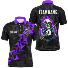 Load image into Gallery viewer, Funny Skeleton With 8 Ball Pool Custom Men Billiard Shirts, Cool Purple Billiard Jerseys Shirts TDM1903