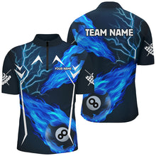Load image into Gallery viewer, Blue 8 Ball Pool Fire Flame Custom Lightning Men Billiard Shirts Best Team League Billiard Jerseys TDM1907